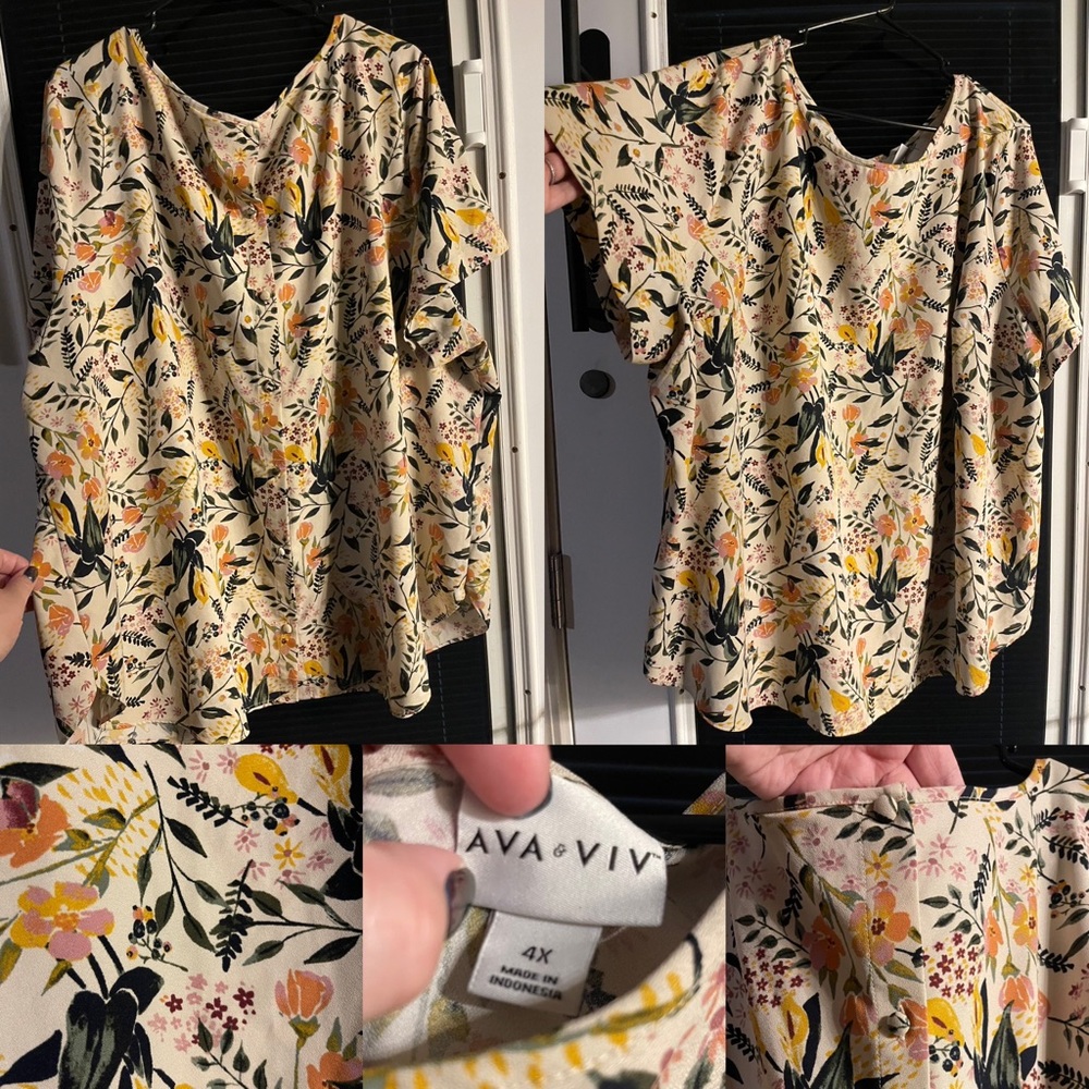 4X Ava & Viv floral blouse! Button detail in the back!